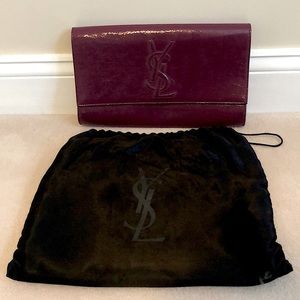 YSL LARGE BELLE DE JOUR patent clutch bag purple